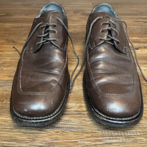 Kenneth Cole dark brown leather dress shoes 9.5 P.O.M71920 square toe oxford - Picture 9 of 12